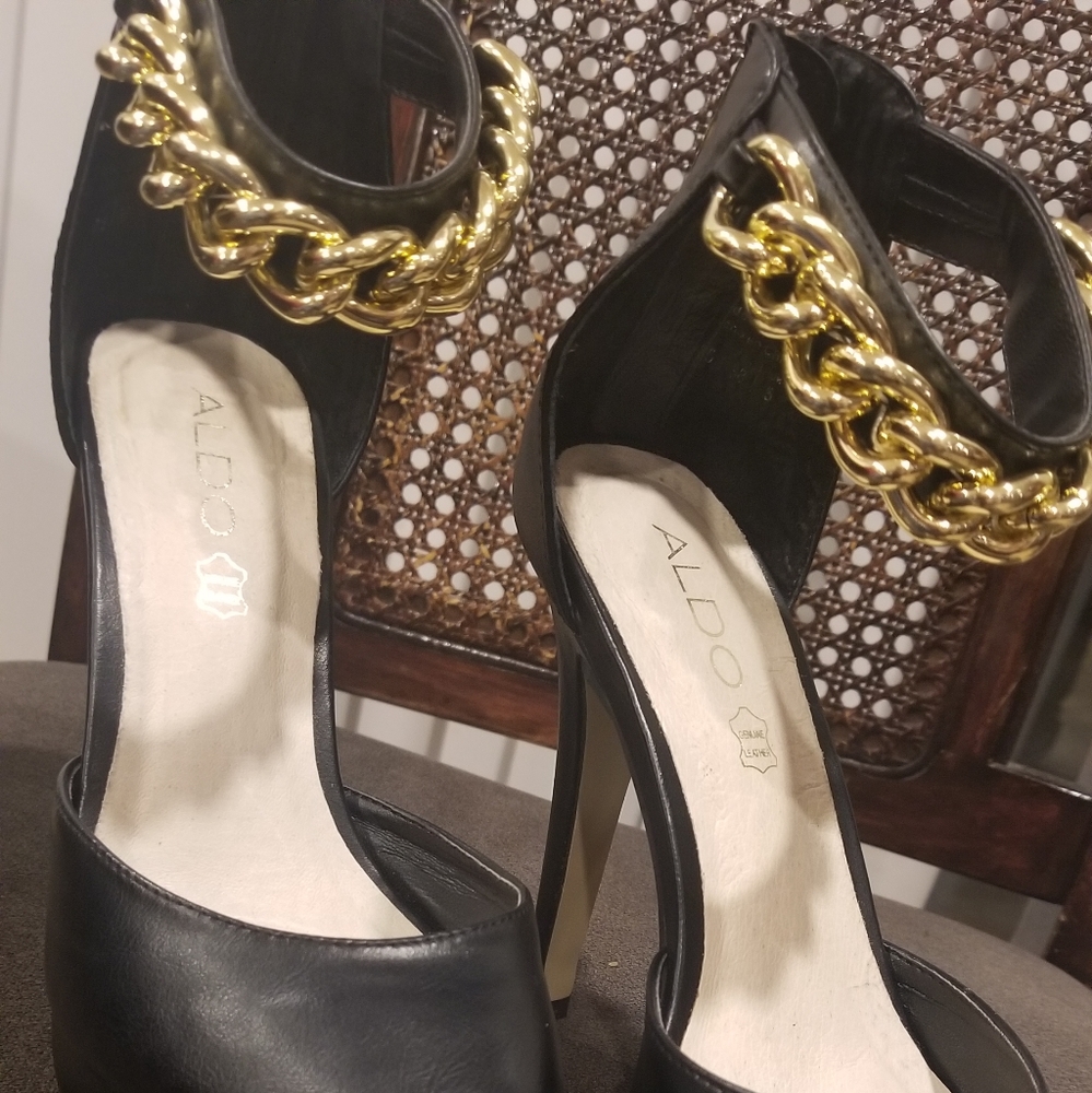 Aldo Shoes | Gold Chain Ankle Heels
